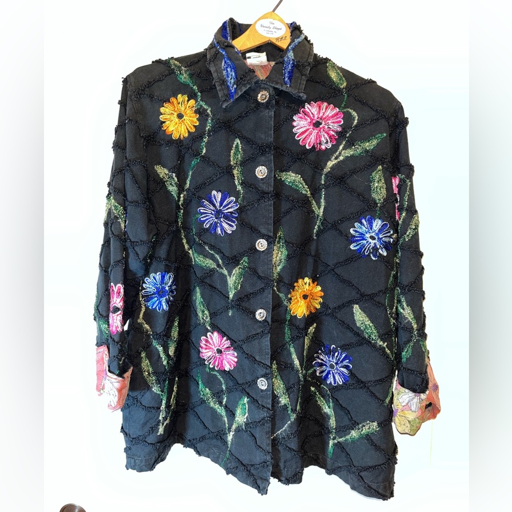Floral Embroidered Black Jacket